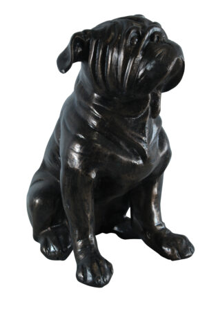 Aluminum Bulldog Statue with Sitting Pose and Wrinkled Detail 21" x 11" x 23"H