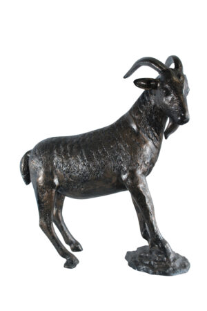 Aluminum Goat Statue with Curved Horns Farmhouse Décor 35" x 15" x 39"H