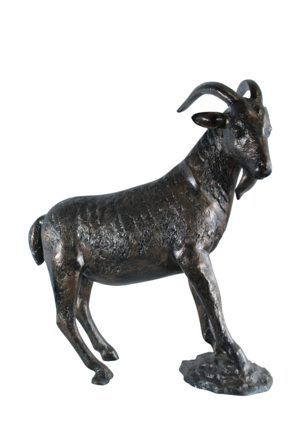 Aluminum Goat Statue with Curved Horns Farmhouse Décor 35" x 15" x 39"H