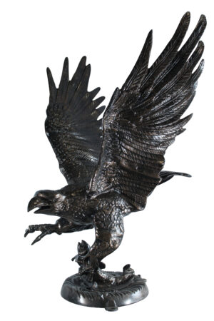 Large Aluminum Eagle Statue with Wings Spread in Flight 40" x 35" x 51"H