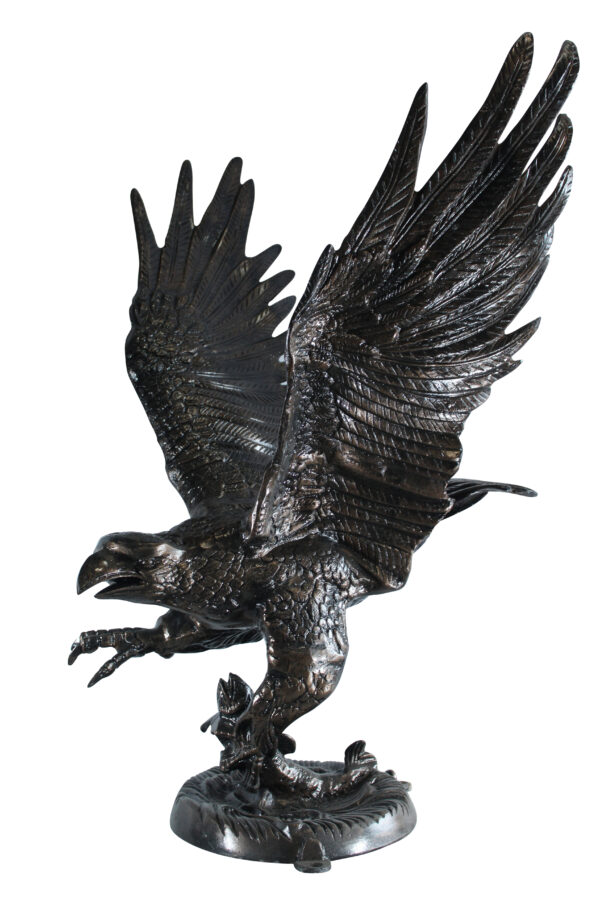 Large Aluminum Eagle Statue with Wings Spread in Flight 40" x 35" x 51"H