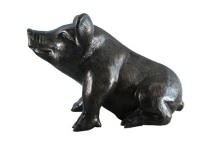 Playful Pig Sitting Statue Aluminum Animal Décor 42" x 14" x 15"H