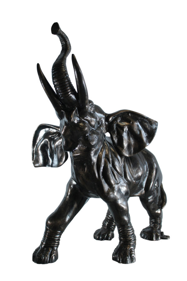 Majestic Aluminum Elephant Statue with Raised Trunk 33" x 25" x 44"H