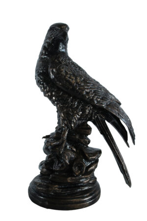 Aluminum Eagle Statue on Tree Stump with Natural Finish 20" x 12" x 14"H