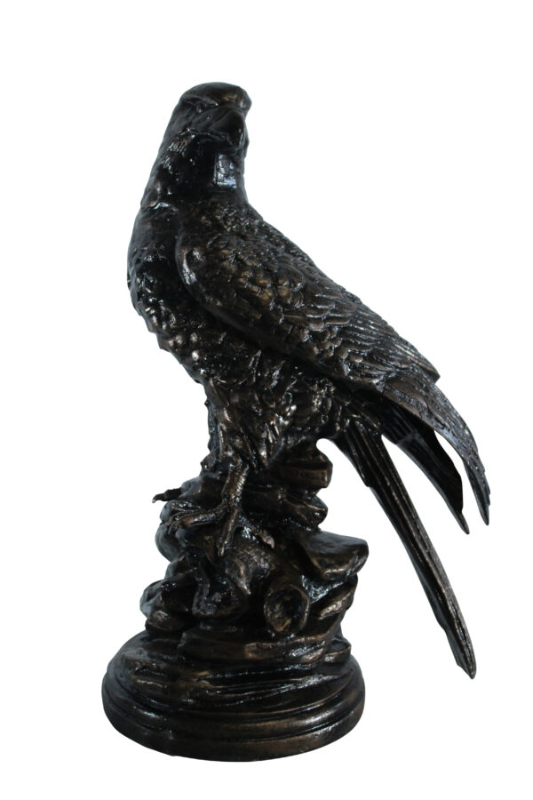 Aluminum Eagle Statue on Tree Stump with Natural Finish 20" x 12" x 14"H