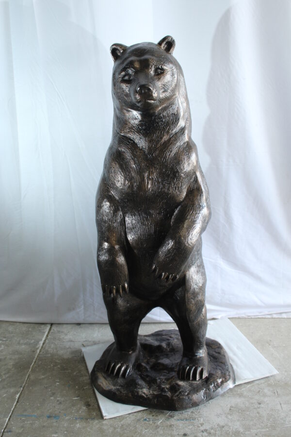 Giant Aluminum Bear Statue Standing Upright on Forest Base 20" x 23" x 61"H - Image 3