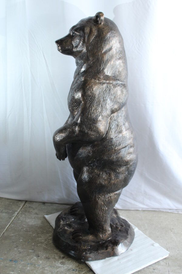 Giant Aluminum Bear Statue Standing Upright on Forest Base 20" x 23" x 61"H - Image 5