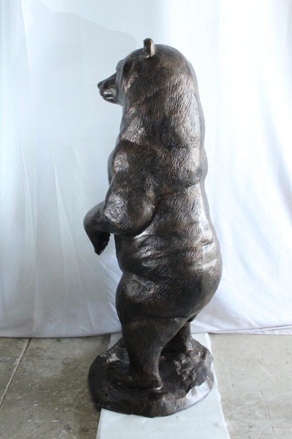 Giant Aluminum Bear Statue Standing Upright on Forest Base 20" x 23" x 61"H - Image 6