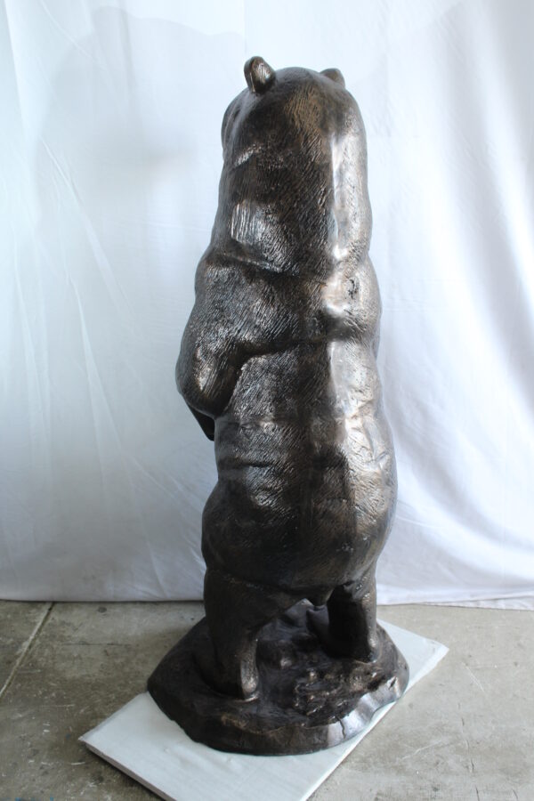 Giant Aluminum Bear Statue Standing Upright on Forest Base 20" x 23" x 61"H - Image 7