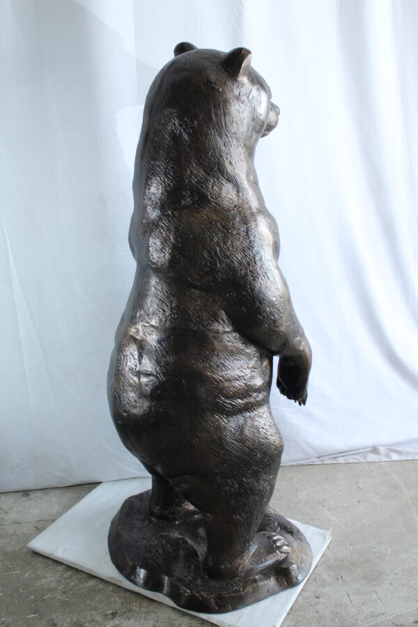 Giant Aluminum Bear Statue Standing Upright on Forest Base 20" x 23" x 61"H - Image 9