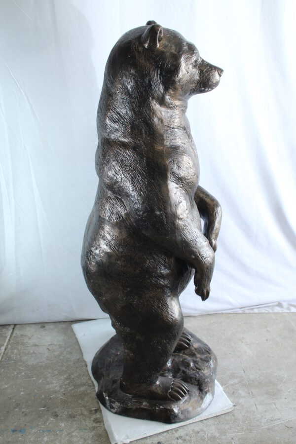 Giant Aluminum Bear Statue Standing Upright on Forest Base 20" x 23" x 61"H - Image 10
