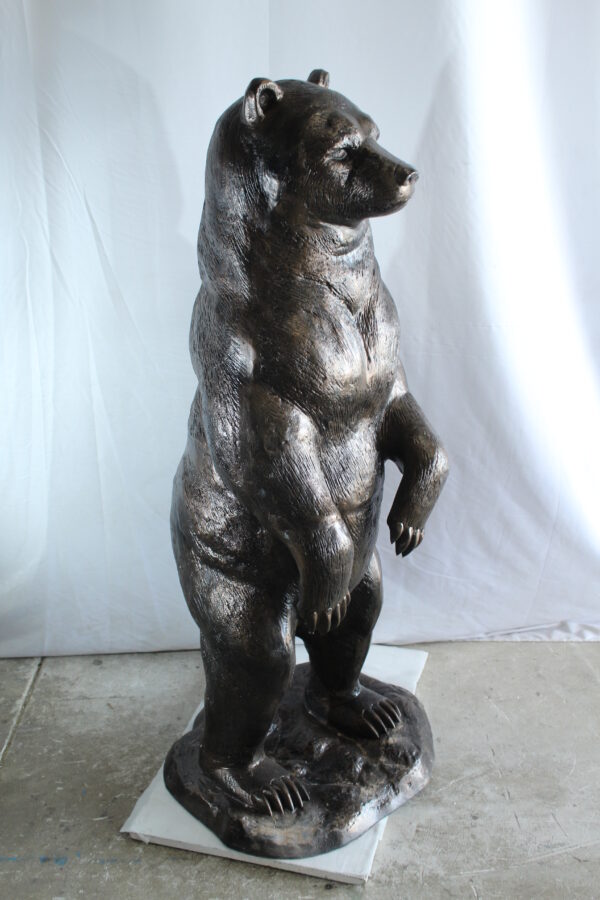 Giant Aluminum Bear Statue Standing Upright on Forest Base 20" x 23" x 61"H - Image 11