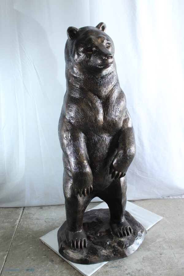 Giant Aluminum Bear Statue Standing Upright on Forest Base 20" x 23" x 61"H - Image 12