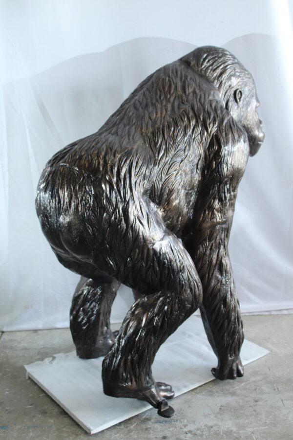 Giant Aluminum Gorilla Statue in Powerful Walking Stance 43" x 36" x 49"H - Image 2