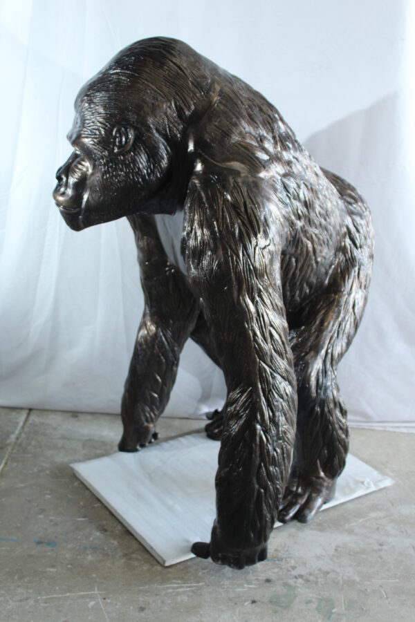Giant Aluminum Gorilla Statue in Powerful Walking Stance 43" x 36" x 49"H - Image 6