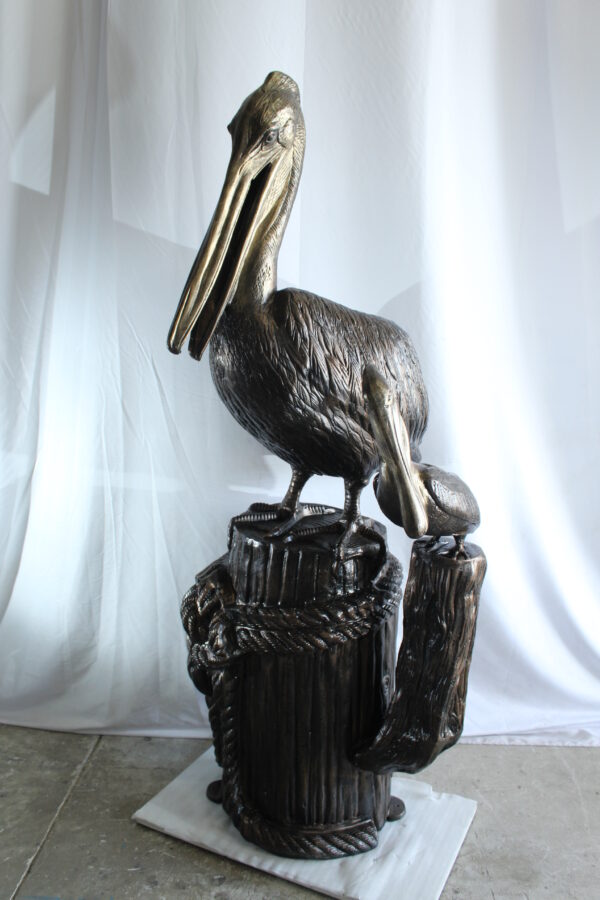 Giant Aluminum Mama Pelican with Baby Pelican Statue on Post 40" x 33" x 78"H - Image 9