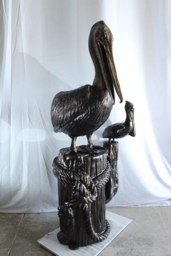 Giant Aluminum Mama Pelican with Baby Pelican Statue on Post 40" x 33" x 78"H - Image 11