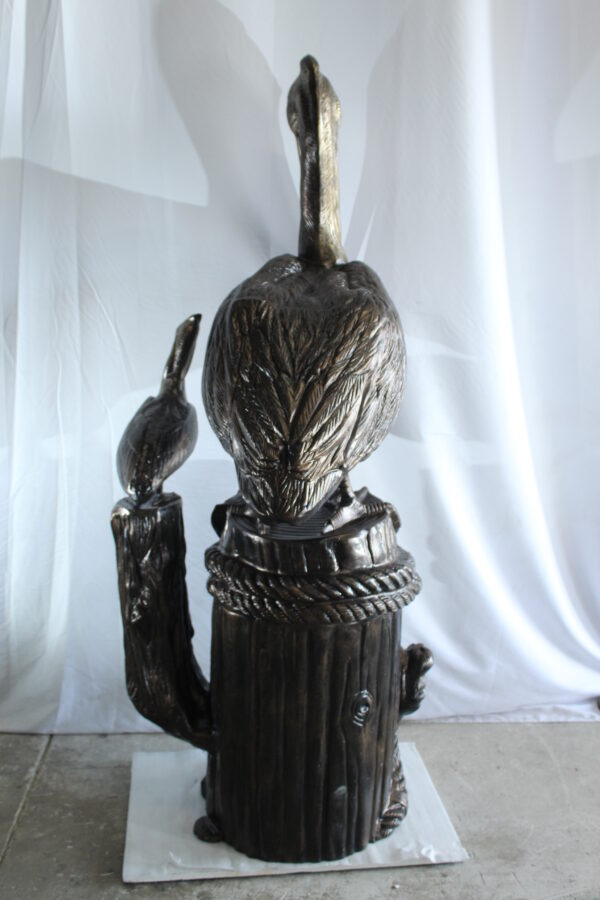 Giant Aluminum Mama Pelican with Baby Pelican Statue on Post 40" x 33" x 78"H - Image 2