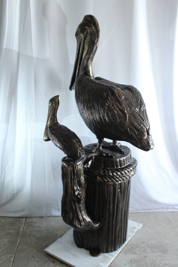 Giant Aluminum Mama Pelican with Baby Pelican Statue on Post 40" x 33" x 78"H - Image 3