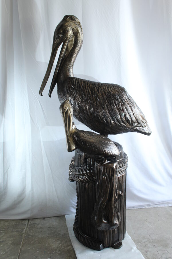 Giant Aluminum Mama Pelican with Baby Pelican Statue on Post 40" x 33" x 78"H - Image 4