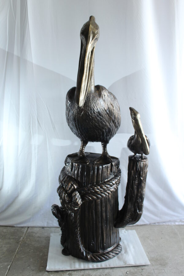 Giant Aluminum Mama Pelican with Baby Pelican Statue on Post 40" x 33" x 78"H - Image 6