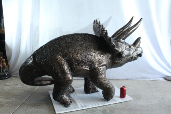 Giant Aluminum Triceratops Dinosaur Statue in Walking Pose 57" x 26" x 35"H - Image 12