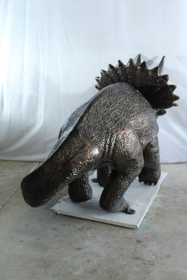 Giant Aluminum Triceratops Dinosaur Statue in Walking Pose 57" x 26" x 35"H - Image 2