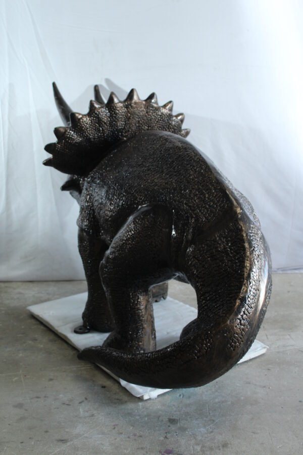 Giant Aluminum Triceratops Dinosaur Statue in Walking Pose 57" x 26" x 35"H - Image 3