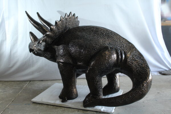 Giant Aluminum Triceratops Dinosaur Statue in Walking Pose 57" x 26" x 35"H - Image 4