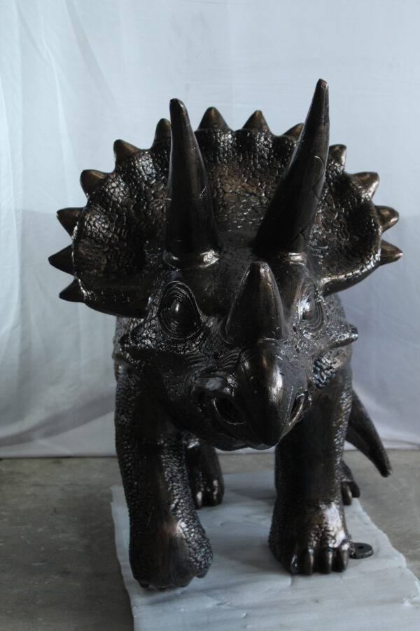 Giant Aluminum Triceratops Dinosaur Statue in Walking Pose 57" x 26" x 35"H - Image 6
