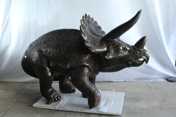 Giant Aluminum Triceratops Dinosaur Statue in Walking Pose 57" x 26" x 35"H - Image 8