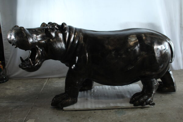 Giant Aluminum Hippopotamus Statue with Open Mouth Display 61" x 32" x 32"H - Image 8