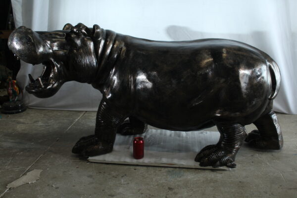 Giant Aluminum Hippopotamus Statue with Open Mouth Display 61" x 32" x 32"H - Image 9