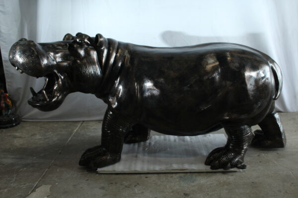 Giant Aluminum Hippopotamus Statue with Open Mouth Display 61" x 32" x 32"H - Image 10