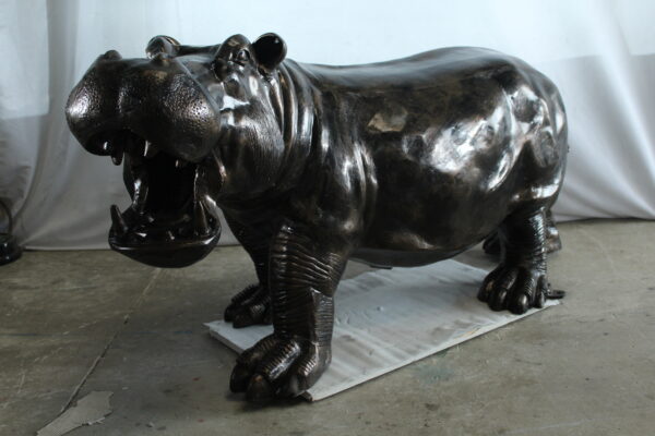 Giant Aluminum Hippopotamus Statue with Open Mouth Display 61" x 32" x 32"H - Image 11