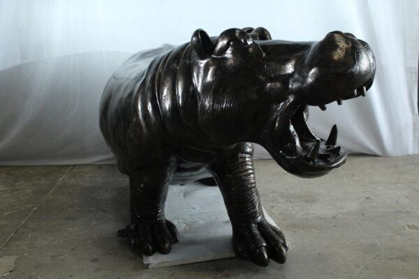 Giant Aluminum Hippopotamus Statue with Open Mouth Display 61" x 32" x 32"H - Image 12