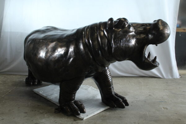 Giant Aluminum Hippopotamus Statue with Open Mouth Display 61" x 32" x 32"H - Image 13