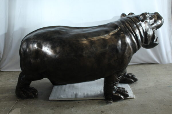 Giant Aluminum Hippopotamus Statue with Open Mouth Display 61" x 32" x 32"H - Image 2