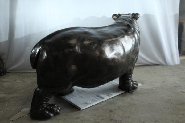 Giant Aluminum Hippopotamus Statue with Open Mouth Display 61" x 32" x 32"H - Image 3