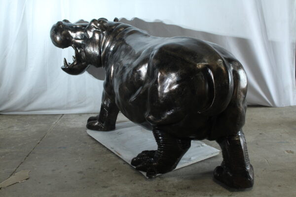 Giant Aluminum Hippopotamus Statue with Open Mouth Display 61" x 32" x 32"H - Image 4