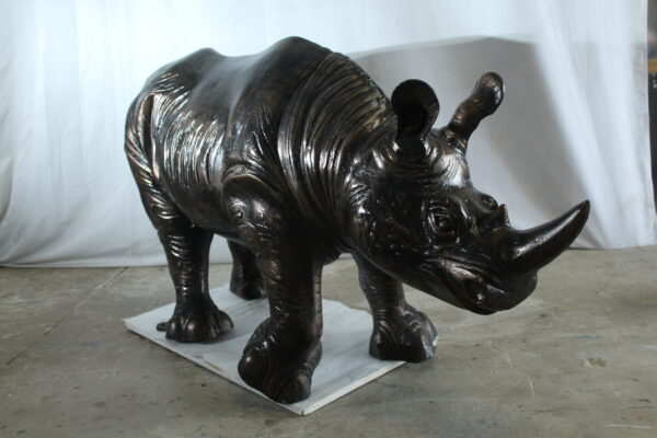 Giant Aluminum Rhinoceros Statue with Detailed Armor Texture 60" x 17" x 35"H - Image 13