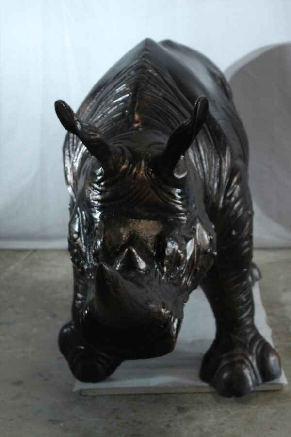 Giant Aluminum Rhinoceros Statue with Detailed Armor Texture 60" x 17" x 35"H - Image 2