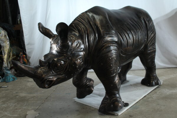 Giant Aluminum Rhinoceros Statue with Detailed Armor Texture 60" x 17" x 35"H - Image 3