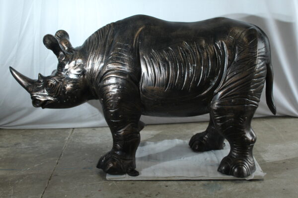 Giant Aluminum Rhinoceros Statue with Detailed Armor Texture 60" x 17" x 35"H - Image 5