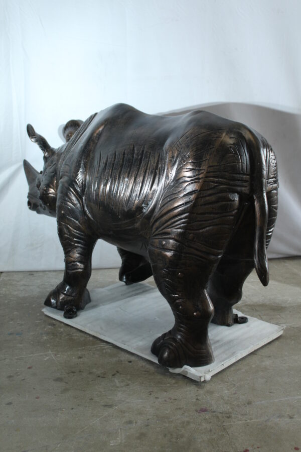 Giant Aluminum Rhinoceros Statue with Detailed Armor Texture 60" x 17" x 35"H - Image 6