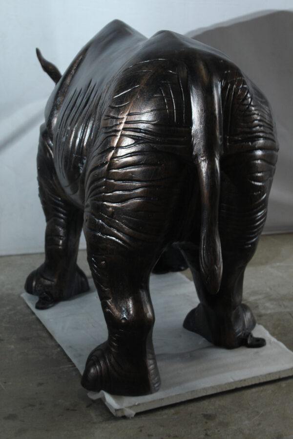 Giant Aluminum Rhinoceros Statue with Detailed Armor Texture 60" x 17" x 35"H - Image 7
