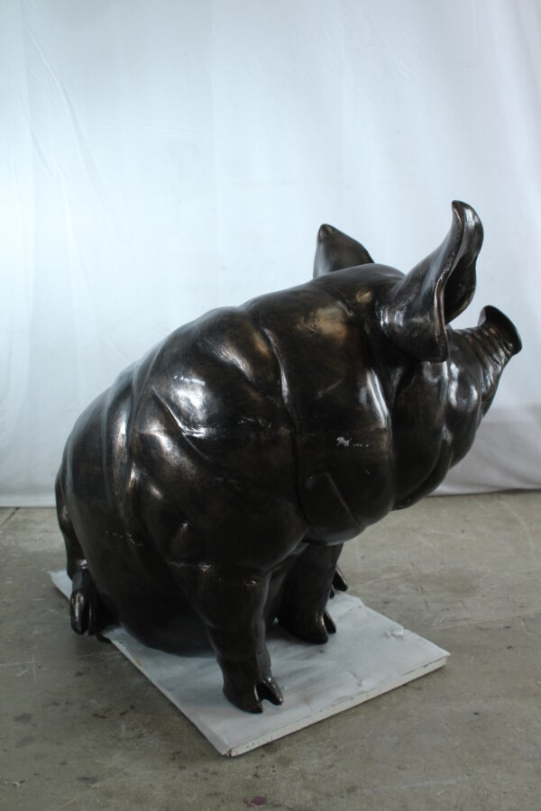 Large Sitting Pig Aluminum Statue with Realistic Details 43" x 27" x 35"H - Image 13