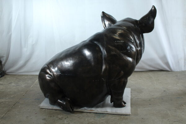 Large Sitting Pig Aluminum Statue with Realistic Details 43" x 27" x 35"H - Image 2