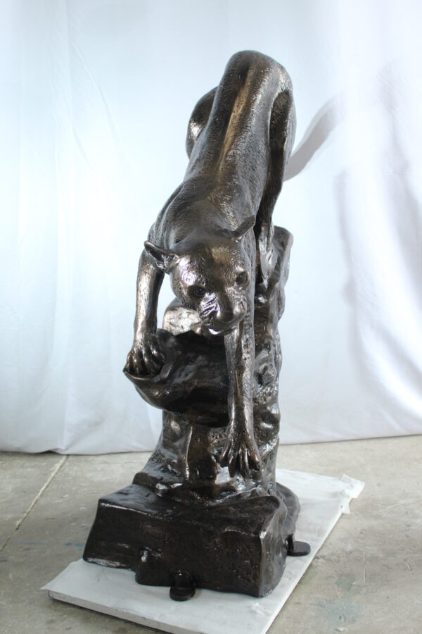 Aluminum Panther Cugar Climbing Rock Statue with Striking Detail 44 x 20 x 50"H - Image 8
