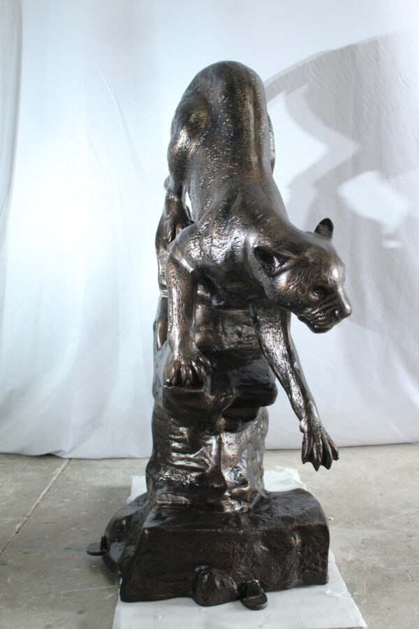 Aluminum Panther Cugar Climbing Rock Statue with Striking Detail 44 x 20 x 50"H - Image 9